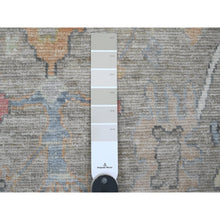 Load image into Gallery viewer, 3&#39;10&quot;x12&#39;1&quot; Stone Gray, Hand Knotted, Afghan Angora Oushak With Soft Color Leaf Design, Veggie Dyes, 100% Wool, Runner, Oriental Rug FWR121266