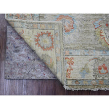 Load image into Gallery viewer, 4&#39;2&quot;x6&#39;1&quot; Artichoke Green, Hand Knotted, Afghan Angora Oushak With Colorful Leaf Design, Vegetable Dyes, 100% Wool, Oriental Rug FWR121272