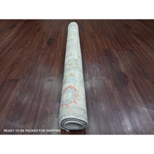 Load image into Gallery viewer, 4&#39;2&quot;x6&#39;1&quot; Artichoke Green, Hand Knotted, Afghan Angora Oushak With Colorful Leaf Design, Vegetable Dyes, 100% Wool, Oriental Rug FWR121272