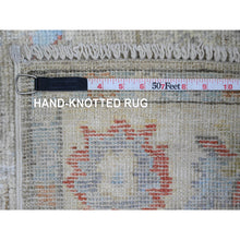 Load image into Gallery viewer, 4&#39;2&quot;x6&#39;1&quot; Artichoke Green, Hand Knotted, Afghan Angora Oushak With Colorful Leaf Design, Vegetable Dyes, 100% Wool, Oriental Rug FWR121272