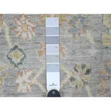 Load image into Gallery viewer, 4&#39;x11&#39;4&quot; Spanish Gray, Hand Knotted, Afghan Angora Oushak With Floral Design, Natural Dyes, 100% Wool, Wide Runner, Oriental Rug FWR121278