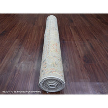 Load image into Gallery viewer, 4&#39;x11&#39;4&quot; Spanish Gray, Hand Knotted, Afghan Angora Oushak With Floral Design, Natural Dyes, 100% Wool, Wide Runner, Oriental Rug FWR121278