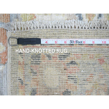 Load image into Gallery viewer, 4&#39;x11&#39;4&quot; Spanish Gray, Hand Knotted, Afghan Angora Oushak With Floral Design, Natural Dyes, 100% Wool, Wide Runner, Oriental Rug FWR121278