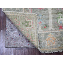 Load image into Gallery viewer, 3&#39;2&quot;x9&#39;9&quot; Laurel Green, Hand Knotted, Afghan Angora Oushak with Willow and Cypress Tree Design, Vegetable Dyes, 100% Wool, Runner, Oriental Rug FWR121296