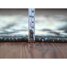 Load image into Gallery viewer, 3&#39;x9&#39;9&quot; Ink Black, Afghan Angora Oushak with Pop of Color, Leaf Design, Hand Knotted, Vegetable Dyes, 100% Wool, Runner, Oriental Rug FWR121320