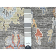 Load image into Gallery viewer, 2&#39;9&quot;x10&#39;3&quot; Dim Gray, Hand Knotted, Afghan Angora Oushak with Soft Color Leaf Design, Vegetable Dyes, 100% Wool, Runner, Oriental Rug FWR121326