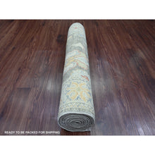 Load image into Gallery viewer, 2&#39;9&quot;x10&#39;3&quot; Dim Gray, Hand Knotted, Afghan Angora Oushak with Soft Color Leaf Design, Vegetable Dyes, 100% Wool, Runner, Oriental Rug FWR121326