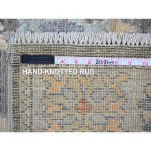 Load image into Gallery viewer, 2&#39;9&quot;x10&#39;3&quot; Dim Gray, Hand Knotted, Afghan Angora Oushak with Soft Color Leaf Design, Vegetable Dyes, 100% Wool, Runner, Oriental Rug FWR121326