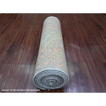 Load image into Gallery viewer, 2&#39;6&quot;x15&#39;7&quot; Mink Gray, Afghan Peshawar With Birds Of Paradise Design, Soft Wool, Vegetable Dyes, Hand Knotted, Xl Runner, Oriental Rug FWR121356