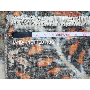 2'7"x23'7" Anchor Gray, Afghan Peshawar With Birds Of Paradise Design, Hand Knotted, Vegetable Dyes, Soft And Velvety Wool, Xl Runner, Oriental Rug FWR121374