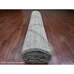 15'9"x23'5" Whisper White, Moroccan Weave with Geometric Pattern, Textured Wool, Hand Knotted, Palace Size, Oriental Rug FWR121392
