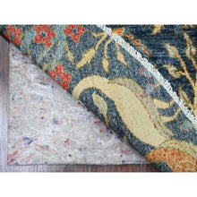 Load image into Gallery viewer, 9&#39;6&quot;x9&#39;6&quot; Aegean Blue, Hand Knotted, Afghan Peshawar with Birds of Paradise Design, Soft and Velvety Wool, Natural Dyes, Round, Oriental Rug FWR121398