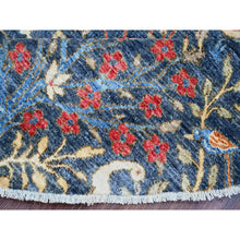 Load image into Gallery viewer, 9&#39;6&quot;x9&#39;6&quot; Aegean Blue, Hand Knotted, Afghan Peshawar with Birds of Paradise Design, Soft and Velvety Wool, Natural Dyes, Round, Oriental Rug FWR121398