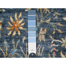 Load image into Gallery viewer, 9&#39;6&quot;x9&#39;6&quot; Aegean Blue, Hand Knotted, Afghan Peshawar with Birds of Paradise Design, Soft and Velvety Wool, Natural Dyes, Round, Oriental Rug FWR121398