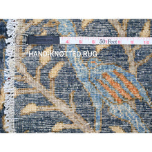 Load image into Gallery viewer, 9&#39;6&quot;x9&#39;6&quot; Aegean Blue, Hand Knotted, Afghan Peshawar with Birds of Paradise Design, Soft and Velvety Wool, Natural Dyes, Round, Oriental Rug FWR121398