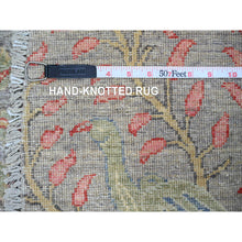 Load image into Gallery viewer, 9&#39;9&quot;x9&#39;9&quot; Spanish Gray, Afghan Peshawar with Birds of Paradise Design, Hand Knotted, Soft Wool, Natural Dyes, Round, Oriental Rug FWR121404