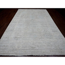 Load image into Gallery viewer, 8&#39;9&quot;x12&#39;7&quot; Pastel Gray, Hand Knotted, Afghan Angora Oushak With Faded Leaf Design, Vegetable Dyes, 100% Wool, Oriental Rug FWR121416