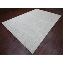 Load image into Gallery viewer, 8&#39;9&quot;x12&#39;7&quot; Pastel Gray, Hand Knotted, Afghan Angora Oushak With Faded Leaf Design, Vegetable Dyes, 100% Wool, Oriental Rug FWR121416