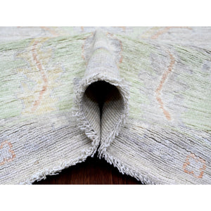 9'7"x13'6" Chiffon White, Afghan Angora Oushak With All Over Vines Design, Natural Dyes, 100% Wool, Hand Knotted, Oriental Rug FWR121428