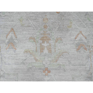 9'7"x13'6" Chiffon White, Afghan Angora Oushak With All Over Vines Design, Natural Dyes, 100% Wool, Hand Knotted, Oriental Rug FWR121428