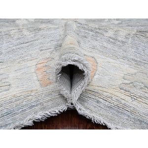 9'x12'6"nickel Gray, Afghan Angora Oushak With All Over Leaf Design, Vegetable Dyes, 100% Wool, Hand Knotted, Oriental Rug FWR121440