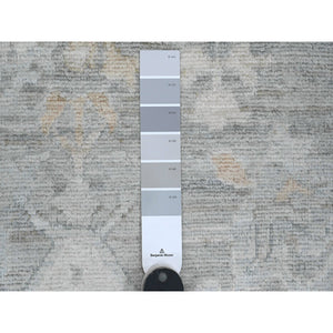 9'x12'6"nickel Gray, Afghan Angora Oushak With All Over Leaf Design, Vegetable Dyes, 100% Wool, Hand Knotted, Oriental Rug FWR121440