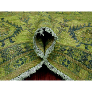 8'x9'8" Pear Green, Overdyed Kazak With All Over Geometric Design, Hand Knotted, 100% Wool, Oriental Rug FWR121476