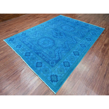 Load image into Gallery viewer, 7&#39;8&quot;x10&#39;1&quot; Bayern Blue, Hand Knotted, Overdyed Kazak with Geometric Medallion Design, 100% Wool, Oriental Rug FWR121482