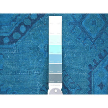 Load image into Gallery viewer, 7&#39;8&quot;x10&#39;1&quot; Bayern Blue, Hand Knotted, Overdyed Kazak With Geometric Medallion Design, 100% Wool, Oriental Rug FWR121482