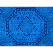 Load image into Gallery viewer, 7&#39;8&quot;x10&#39;1&quot; Bayern Blue, Hand Knotted, Overdyed Kazak with Geometric Medallion Design, 100% Wool, Oriental Rug FWR121482