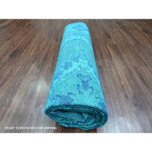 Load image into Gallery viewer, 7&#39;8&quot;x10&#39;1&quot; Bayern Blue, Hand Knotted, Overdyed Kazak with Geometric Medallion Design, 100% Wool, Oriental Rug FWR121482