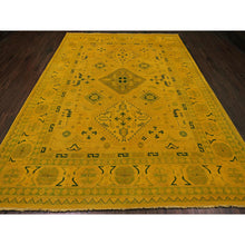 Load image into Gallery viewer, 8&#39;6&quot;x11&#39;4&quot; Golden Yellow, Overdyed Kazak With Geometric Design, Hand Knotted, 100% Wool, Oriental Rug FWR121488