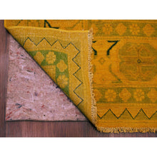 Load image into Gallery viewer, 8&#39;6&quot;x11&#39;4&quot; Golden Yellow, Overdyed Kazak with Geometric Design, Hand Knotted, 100% Wool, Oriental Rug FWR121488