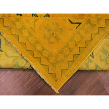 Load image into Gallery viewer, 8&#39;6&quot;x11&#39;4&quot; Golden Yellow, Overdyed Kazak with Geometric Design, Hand Knotted, 100% Wool, Oriental Rug FWR121488
