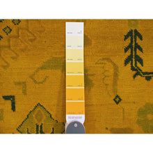 Load image into Gallery viewer, 8&#39;6&quot;x11&#39;4&quot; Golden Yellow, Overdyed Kazak with Geometric Design, Hand Knotted, 100% Wool, Oriental Rug FWR121488