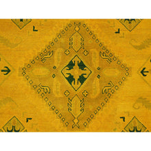 Load image into Gallery viewer, 8&#39;6&quot;x11&#39;4&quot; Golden Yellow, Overdyed Kazak with Geometric Design, Hand Knotted, 100% Wool, Oriental Rug FWR121488