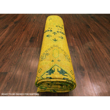 Load image into Gallery viewer, 8&#39;6&quot;x11&#39;4&quot; Golden Yellow, Overdyed Kazak with Geometric Design, Hand Knotted, 100% Wool, Oriental Rug FWR121488