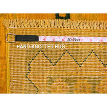 Load image into Gallery viewer, 8&#39;6&quot;x11&#39;4&quot; Golden Yellow, Overdyed Kazak with Geometric Design, Hand Knotted, 100% Wool, Oriental Rug FWR121488