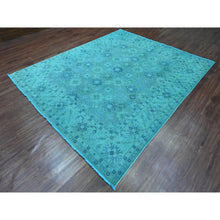 Load image into Gallery viewer, 8&#39;x9&#39;8&quot; Carolina Blue, 100% Wool, Overdyed Kazak with Geometric Leaf Design, Hand Knotted, Oriental Rug FWR121494