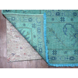 8'x9'8" Carolina Blue, 100% Wool, Overdyed Kazak with Geometric Leaf Design, Hand Knotted, Oriental Rug FWR121494