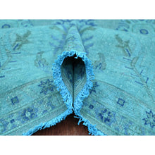 Load image into Gallery viewer, 8&#39;x9&#39;8&quot; Carolina Blue, 100% Wool, Overdyed Kazak with Geometric Leaf Design, Hand Knotted, Oriental Rug FWR121494