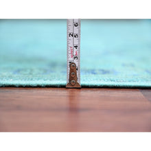 Load image into Gallery viewer, 8&#39;x9&#39;8&quot; Carolina Blue, 100% Wool, Overdyed Kazak With Geometric Leaf Design, Hand Knotted, Oriental Rug FWR121494