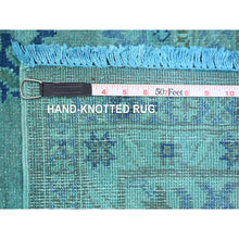 Load image into Gallery viewer, 8&#39;x9&#39;8&quot; Carolina Blue, 100% Wool, Overdyed Kazak with Geometric Leaf Design, Hand Knotted, Oriental Rug FWR121494