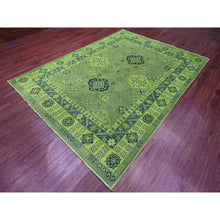 Load image into Gallery viewer, 7&#39;5&quot;x10&#39; Olive Green, Hand Knotted, Overdyed Kazak With Tribal Design, Pure Wool, Oriental Rug FWR121500