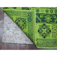 Load image into Gallery viewer, 7&#39;5&quot;x10&#39; Olive Green, Hand Knotted, Overdyed Kazak With Tribal Design, Pure Wool, Oriental Rug FWR121500