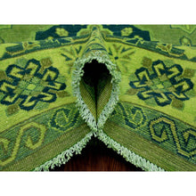 Load image into Gallery viewer, 7&#39;5&quot;x10&#39; Olive Green, Hand Knotted, Overdyed Kazak With Tribal Design, Pure Wool, Oriental Rug FWR121500