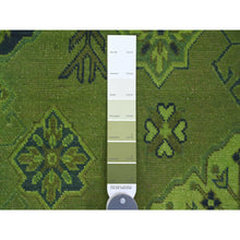 Load image into Gallery viewer, 7&#39;5&quot;x10&#39; Olive Green, Hand Knotted, Overdyed Kazak With Tribal Design, Pure Wool, Oriental Rug FWR121500