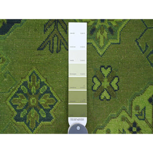 7'5"x10' Olive Green, Hand Knotted, Overdyed Kazak With Tribal Design, Pure Wool, Oriental Rug FWR121500