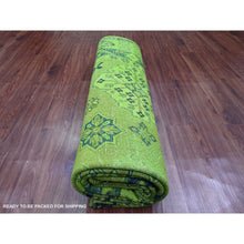 Load image into Gallery viewer, 7&#39;5&quot;x10&#39; Olive Green, Hand Knotted, Overdyed Kazak With Tribal Design, Pure Wool, Oriental Rug FWR121500