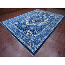 Load image into Gallery viewer, 10&#39;1&quot;x13&#39;10&quot; Denim Blue, Hand Knotted, Peshawar with Serapi Heriz Revival, High Mountain Ghazni Wool, Soft Pile, Denser Weave, Oriental Rug FWR121512